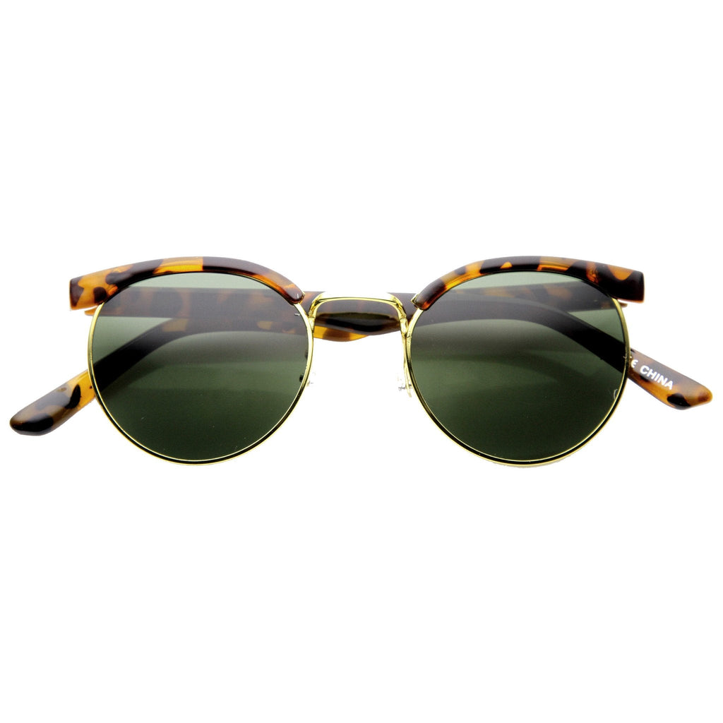 Dapper Vintage Fashion Round Half Frame Sunglasses 9165