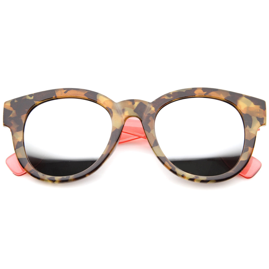 Two Toned Translucent Marble Print Mirrored Lens Sunglasses A094
