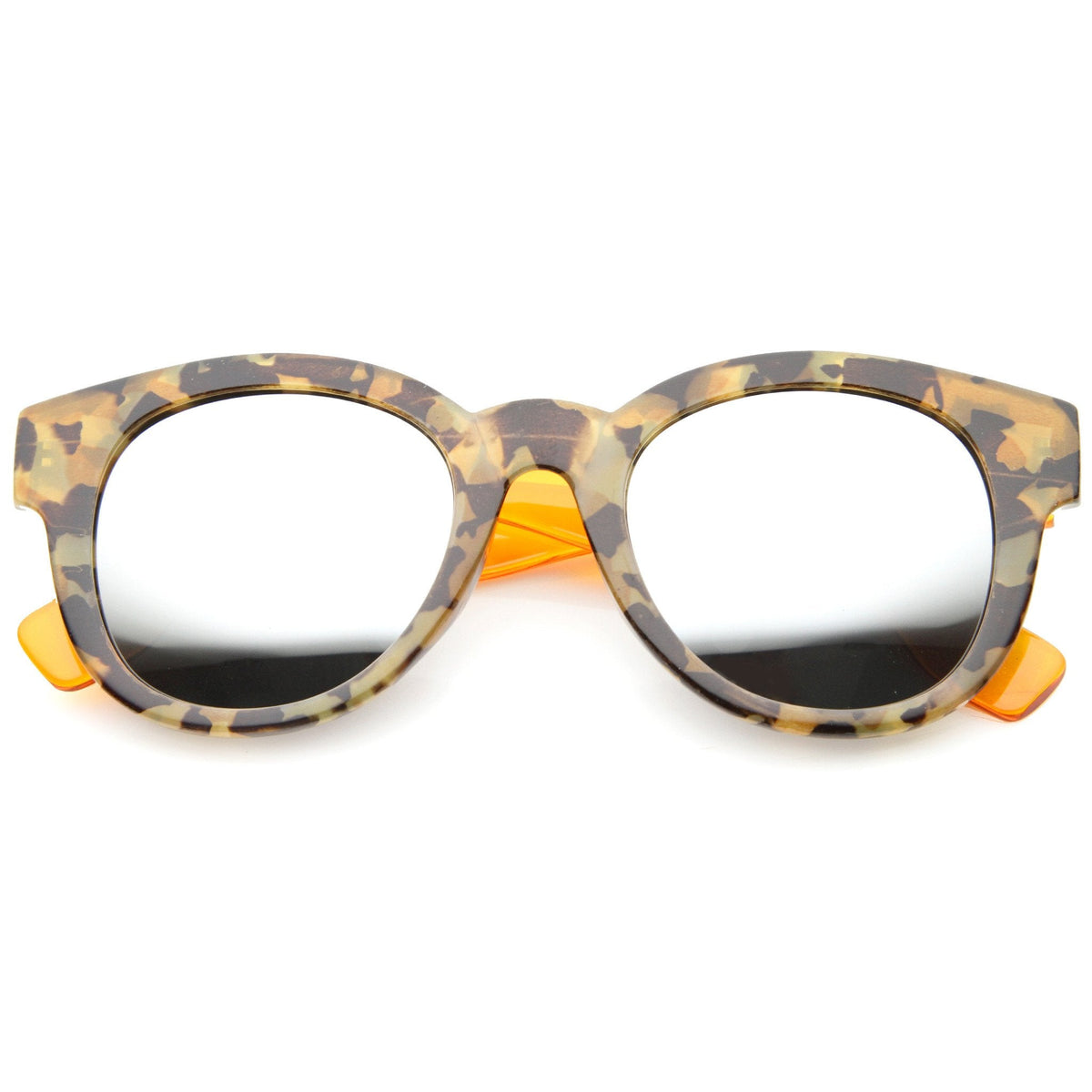 Two Toned Translucent Marble Print Mirrored Lens Sunglasses A094
