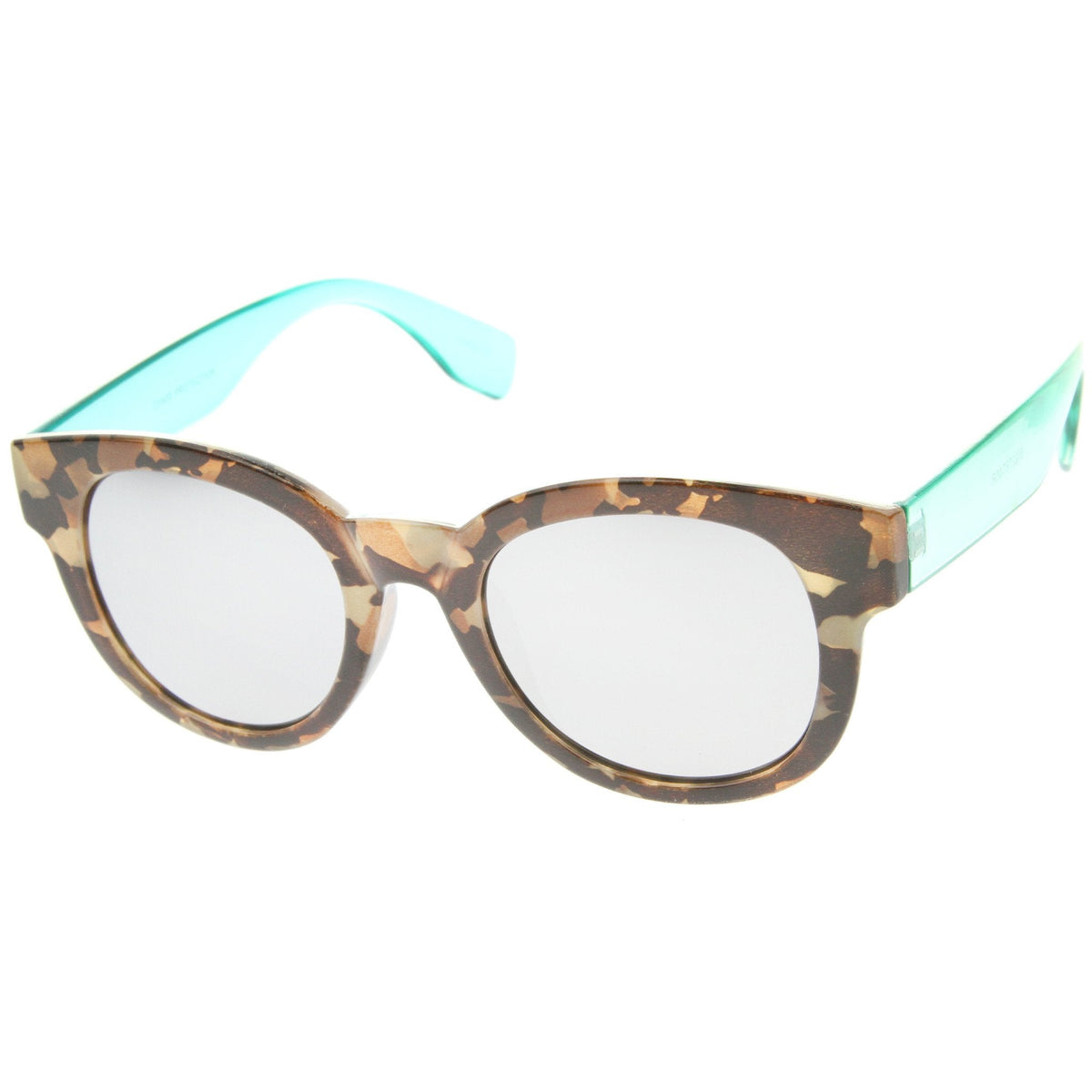 Two Toned Translucent Marble Print Mirrored Lens Sunglasses A094