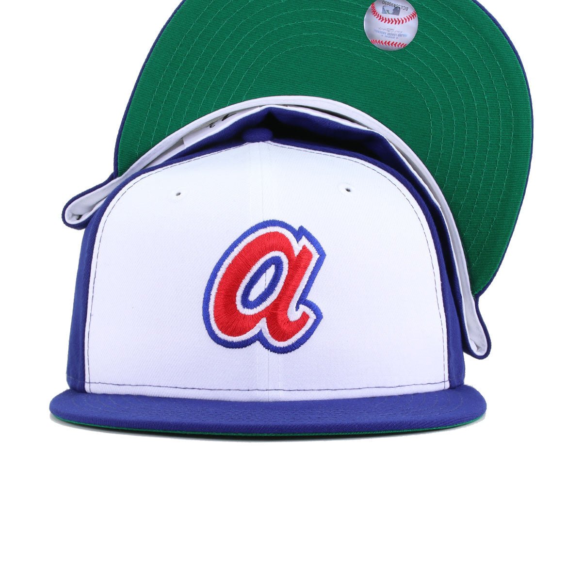 Atlanta Braves White Dark Royal Blue 1972 Green Bottom New Era 59Fifty Fitted