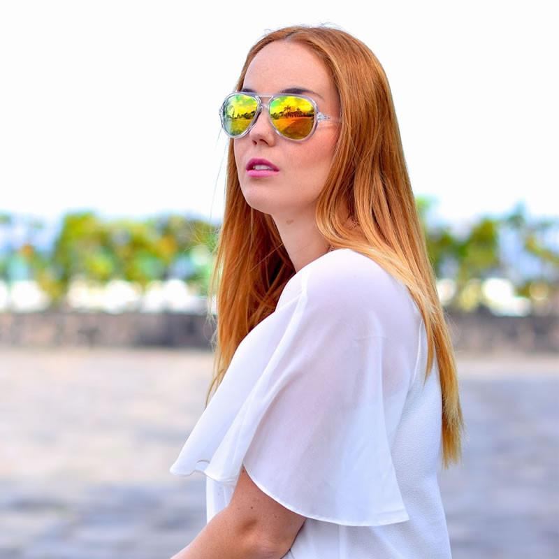 Transparent Retro Party Flash Mirror Lens Aviator Sunglasses 9477