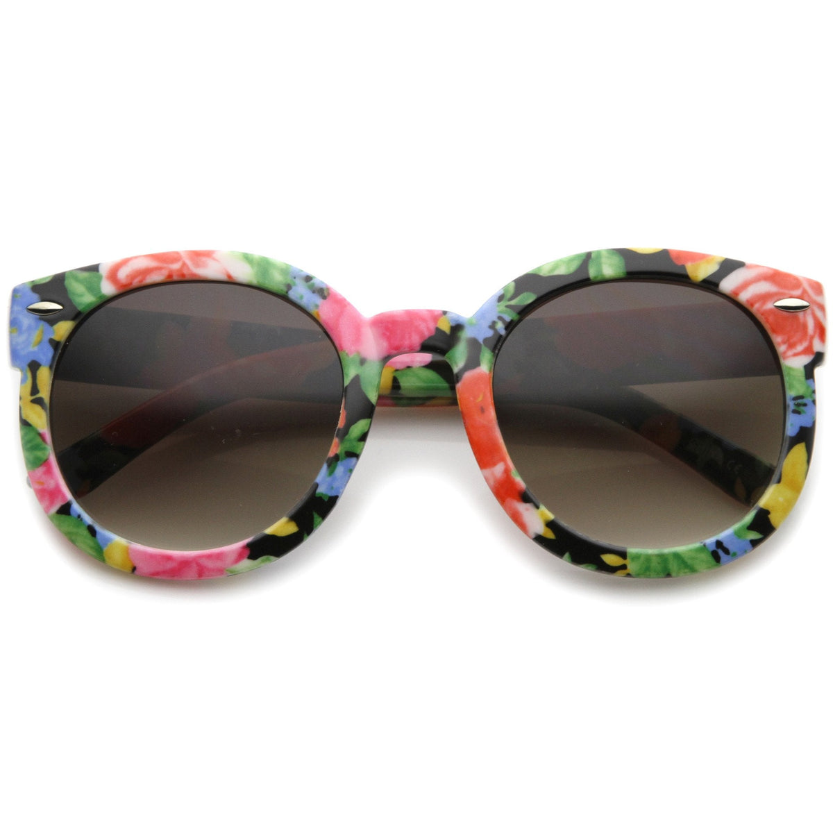 Women's Spring Floral Print Oversize Round Sunglasses A187