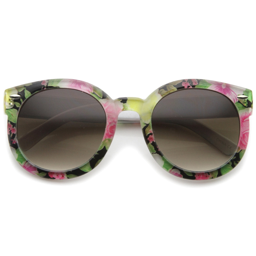 Women's Spring Floral Print Oversize Round Sunglasses A187