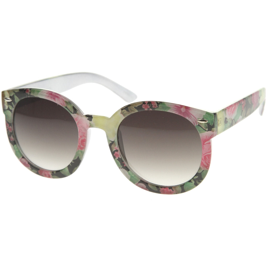 Women's Spring Floral Print Oversize Round Sunglasses A187