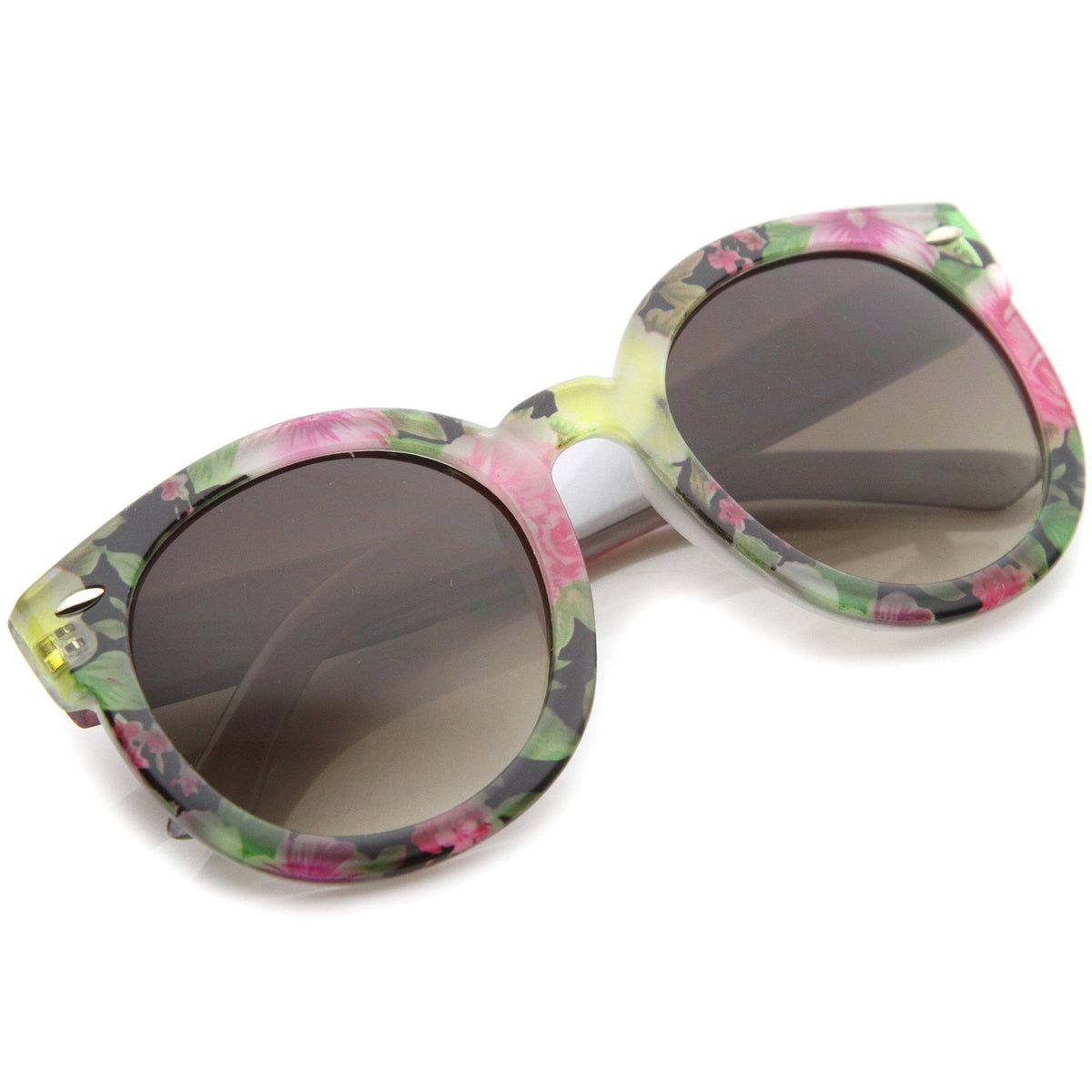 Women's Spring Floral Print Oversize Round Sunglasses A187