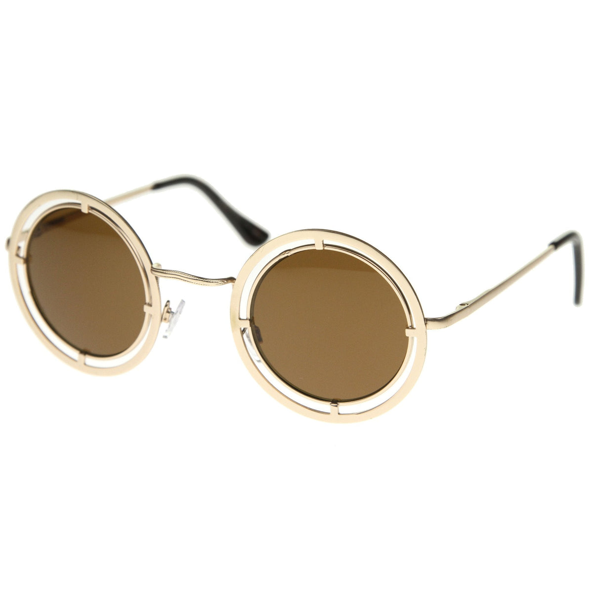 Retro Modern Steampunk Dual Frame Round Sunglasses A154