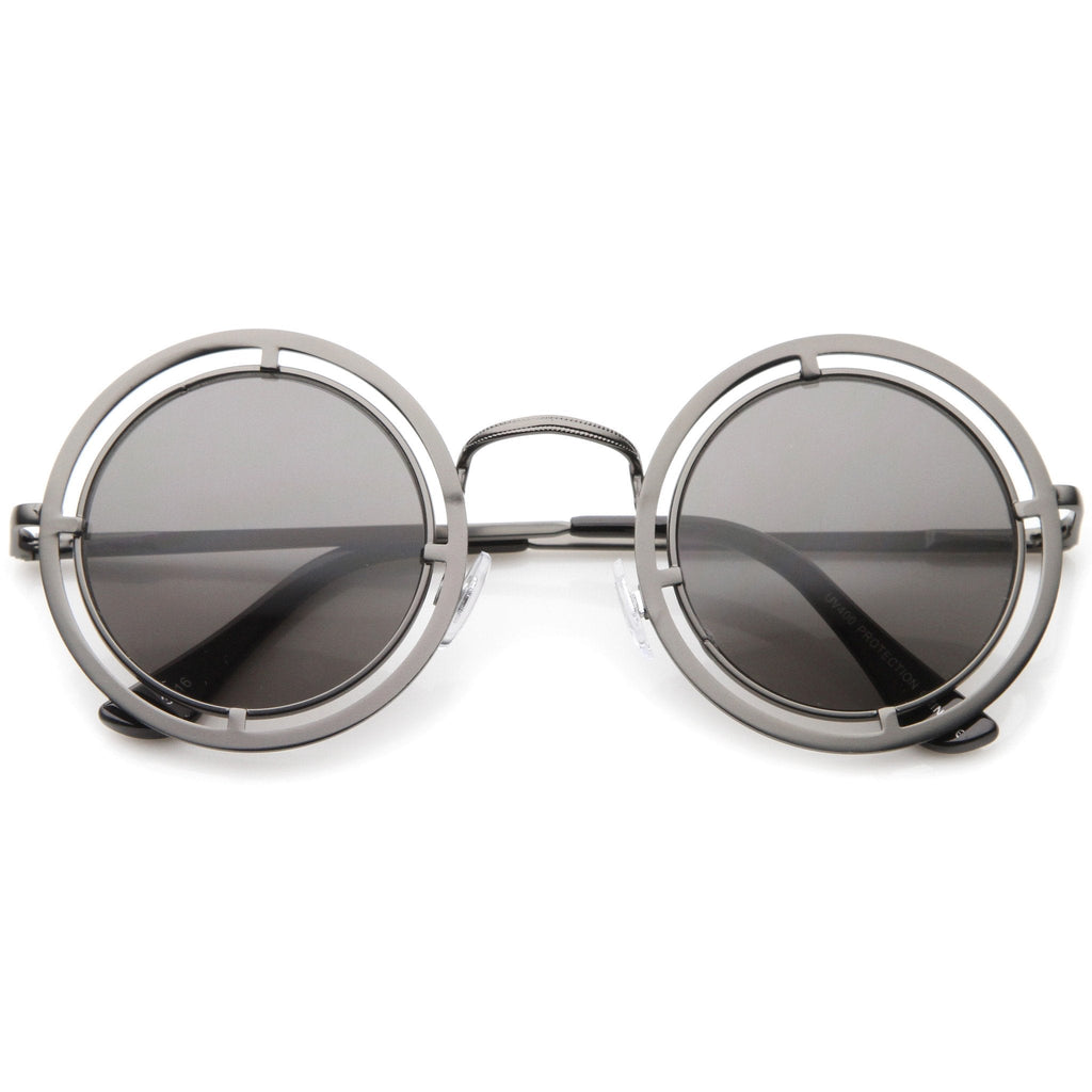 Retro Modern Steampunk Dual Frame Round Sunglasses A154