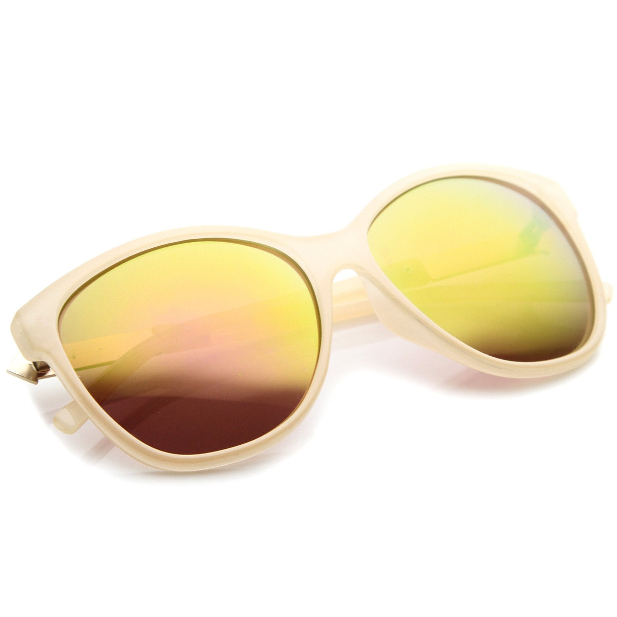 Women's Color Mirrored Lens Cat Eye Sunglasses A157