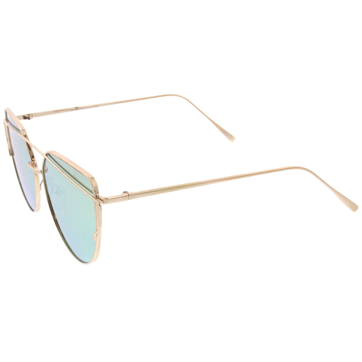 Oversize Thin Cross Brow Mirrored Flat Lens Sunglasses A545