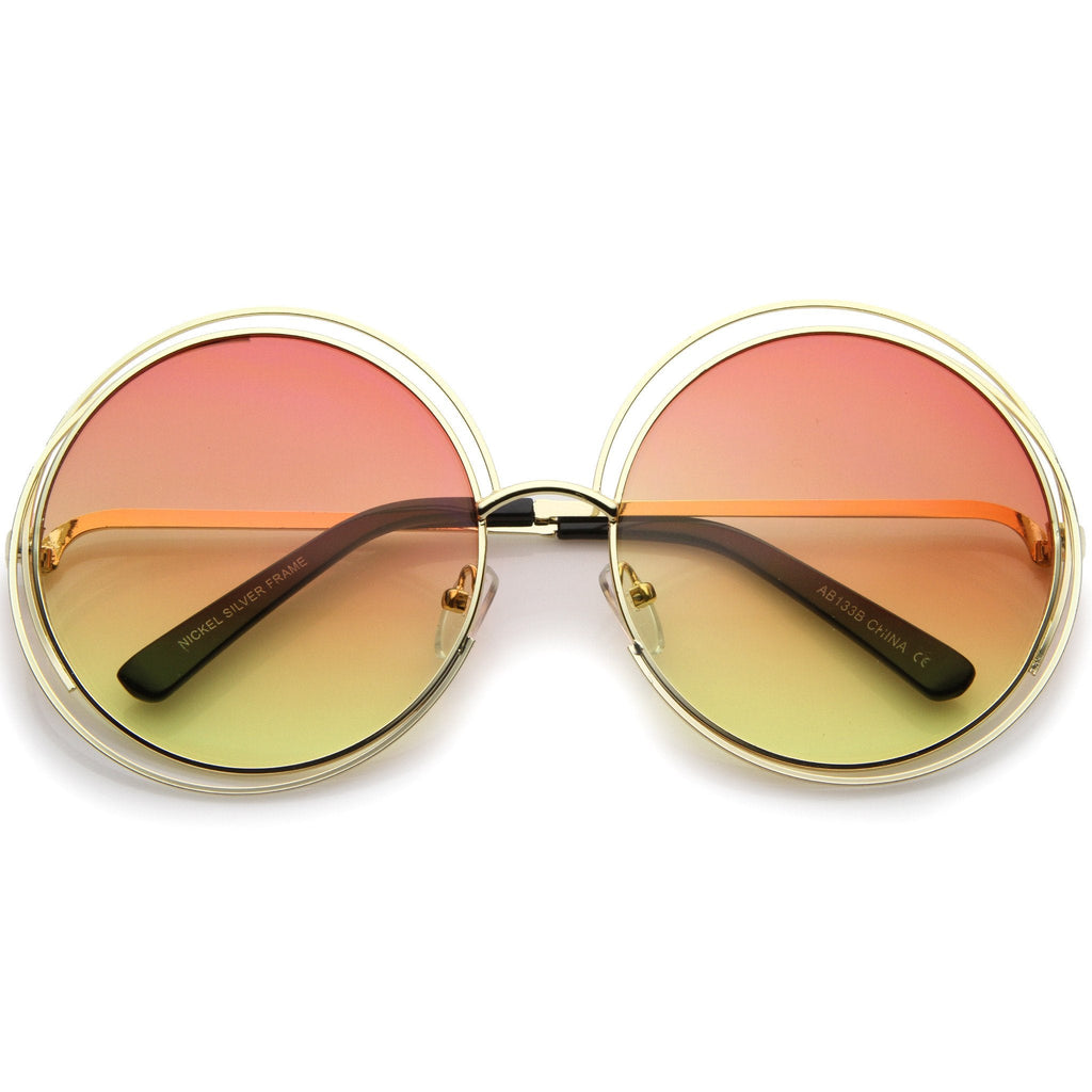 Women's Retro Hippie Oversize Round Gradient Lens Sunglasses A194