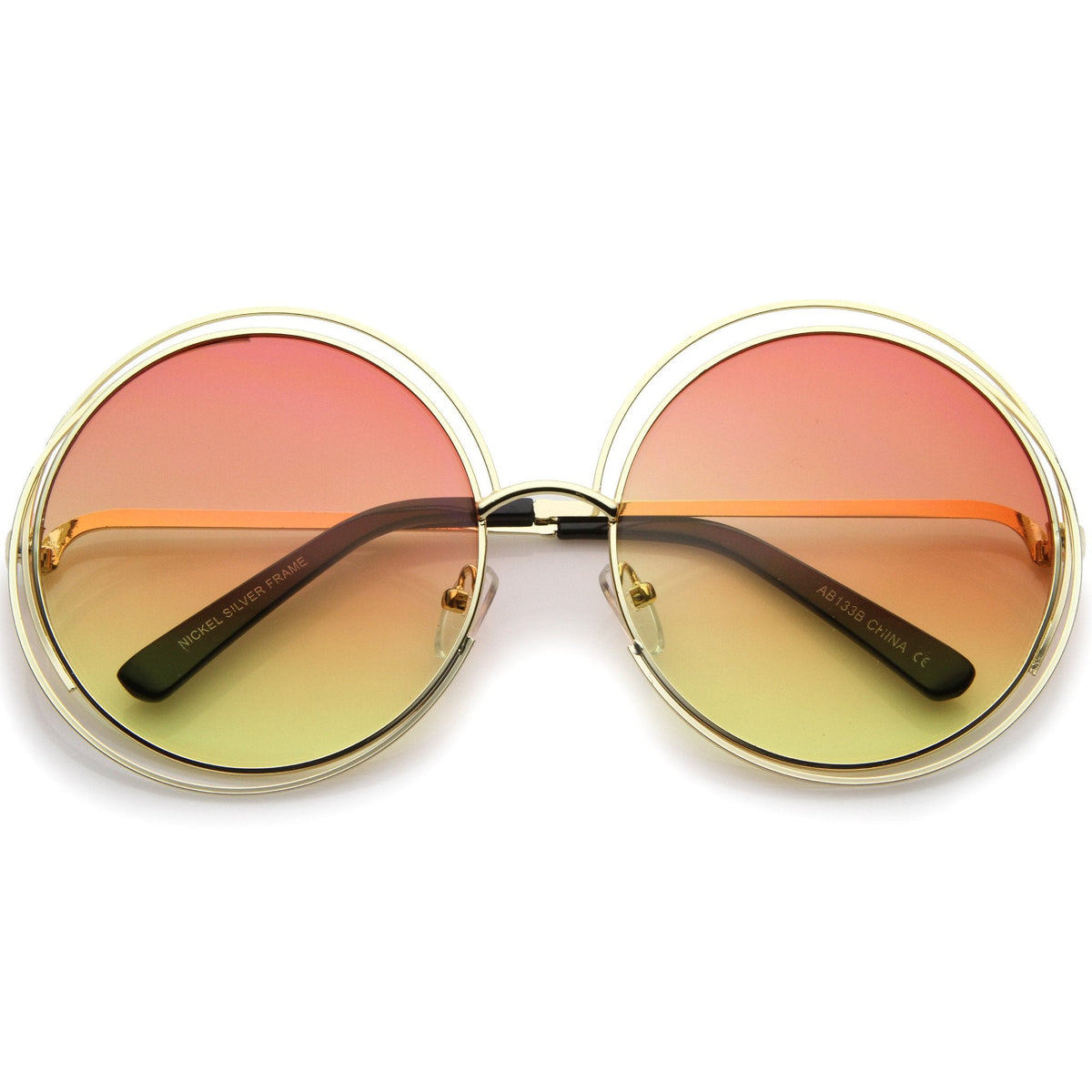 Women's Retro Hippie Oversize Round Gradient Lens Sunglasses A194