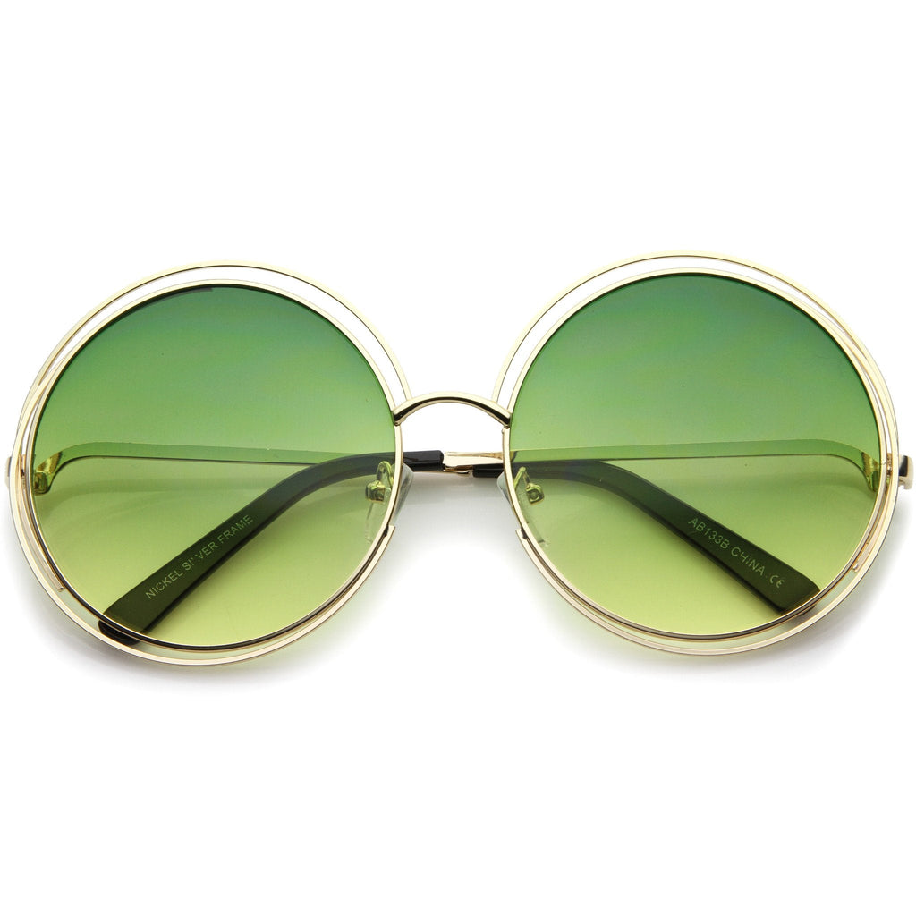Women's Retro Hippie Oversize Round Gradient Lens Sunglasses A194
