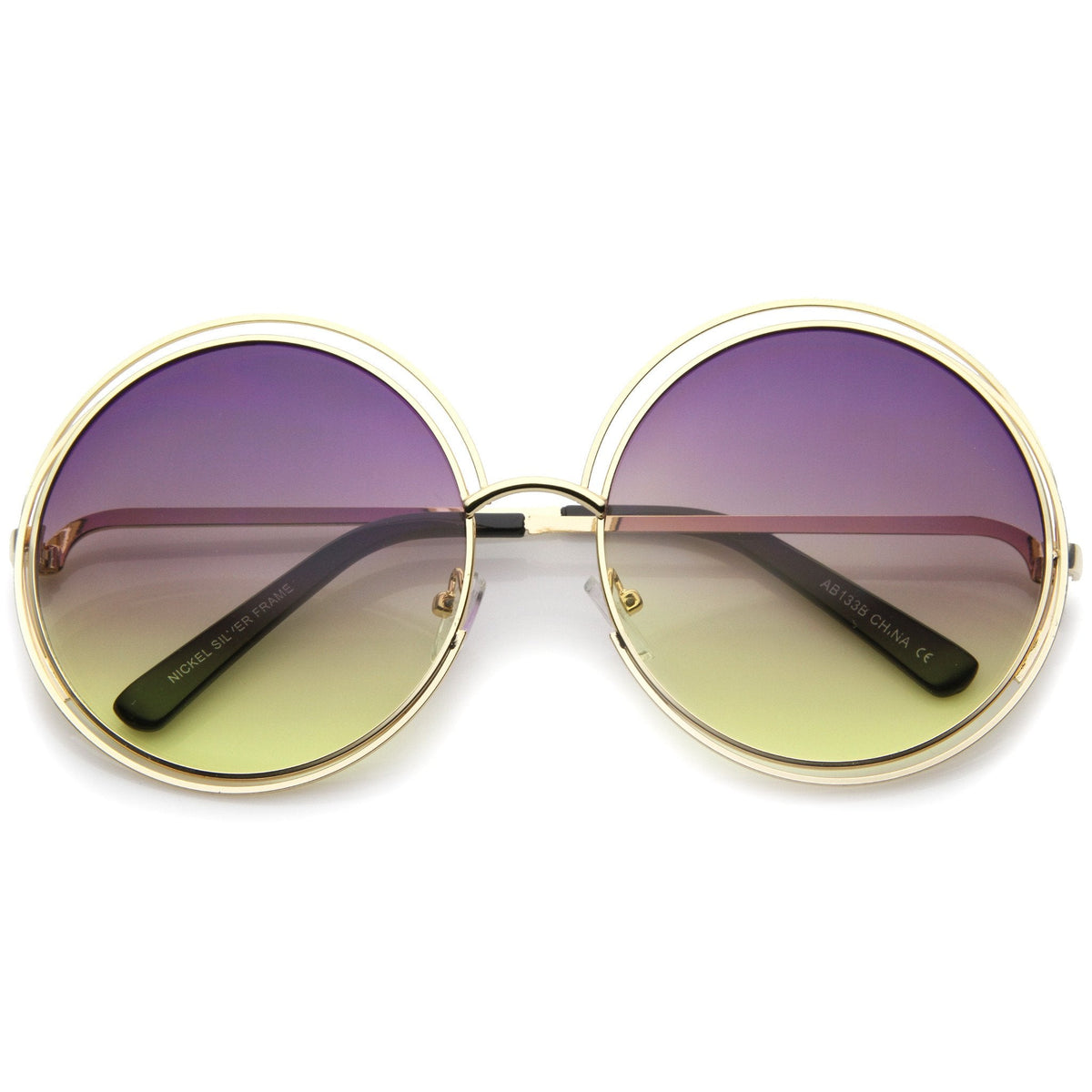Women's Retro Hippie Oversize Round Gradient Lens Sunglasses A194