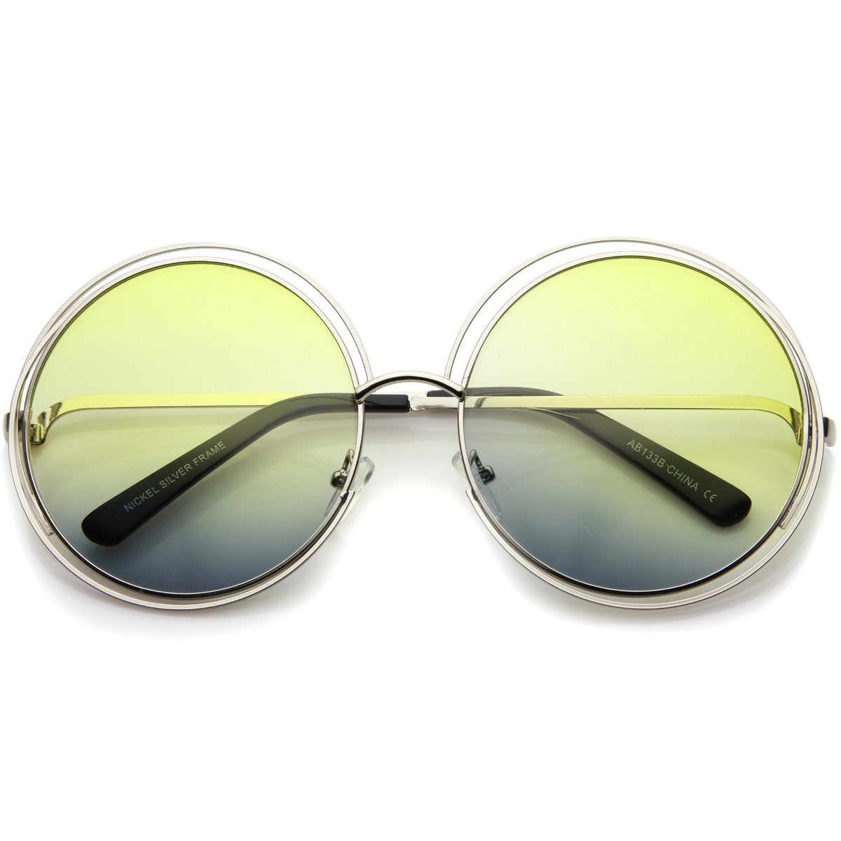 Women's Retro Hippie Oversize Round Gradient Lens Sunglasses A194