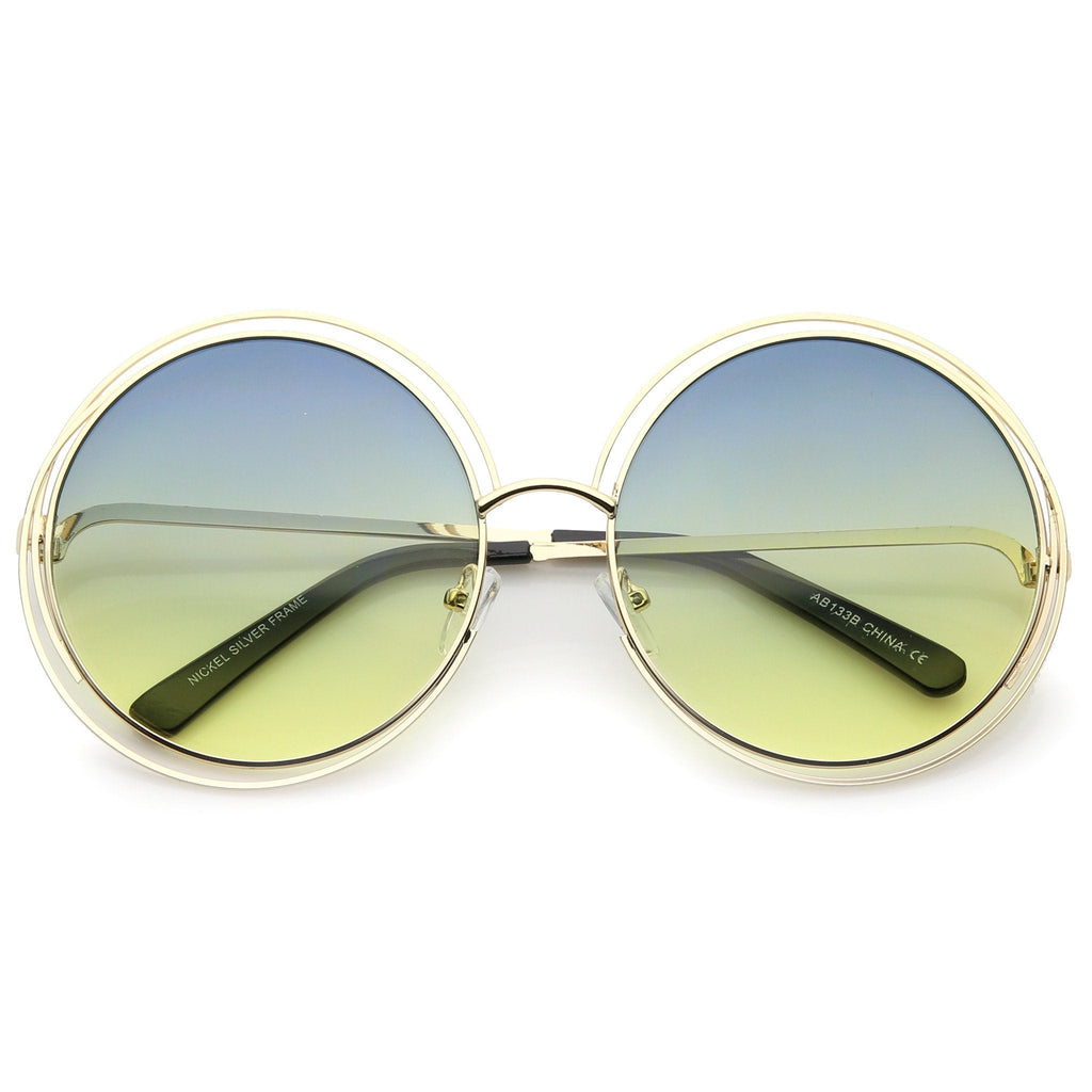 Women's Retro Hippie Oversize Round Gradient Lens Sunglasses A194