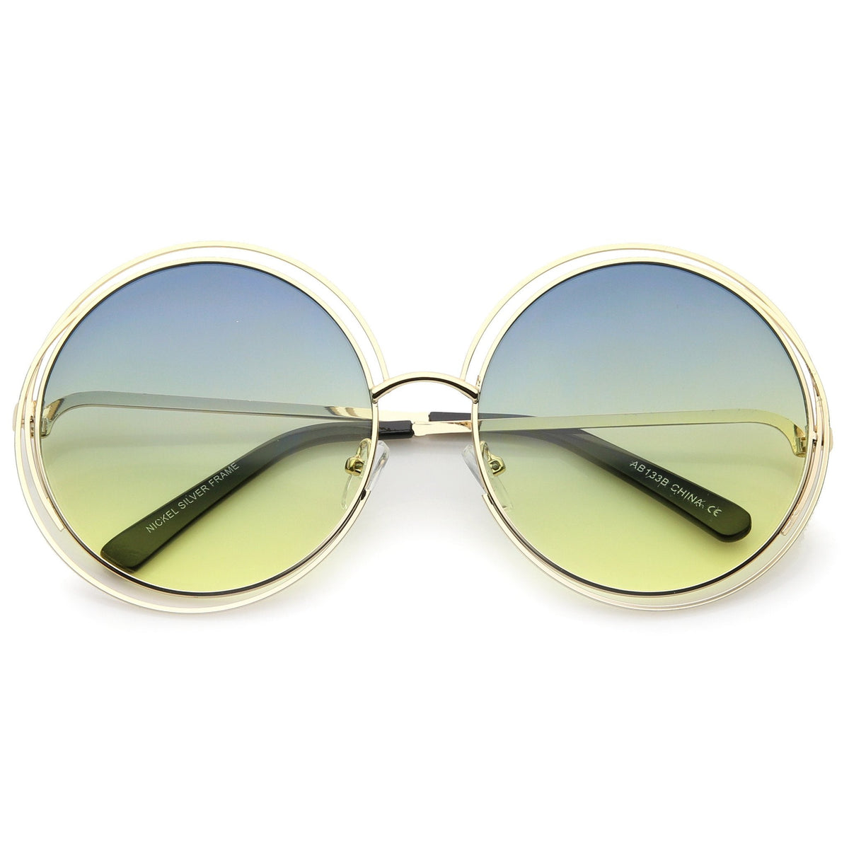 Women's Retro Hippie Oversize Round Gradient Lens Sunglasses A194