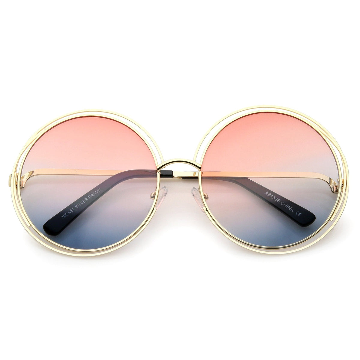 Women's Retro Hippie Oversize Round Gradient Lens Sunglasses A194