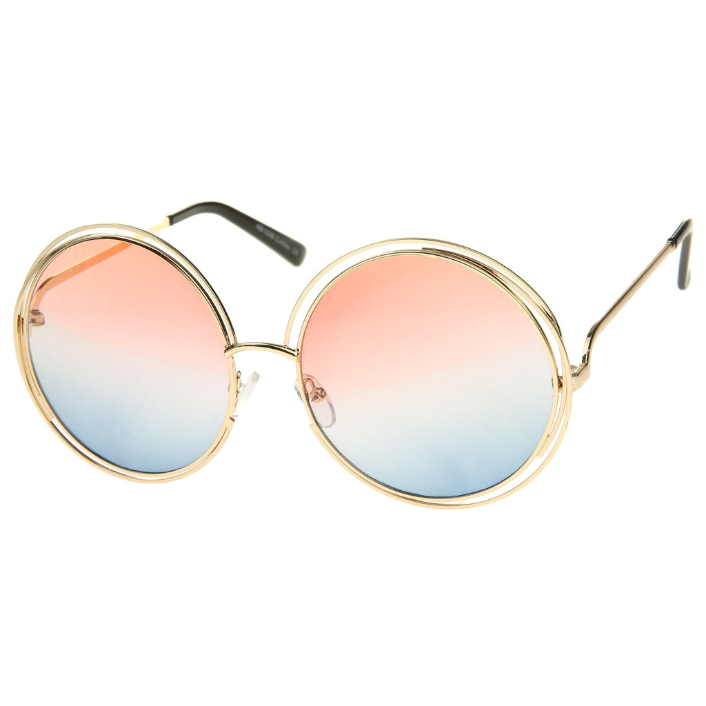 Women's Retro Hippie Oversize Round Gradient Lens Sunglasses A194