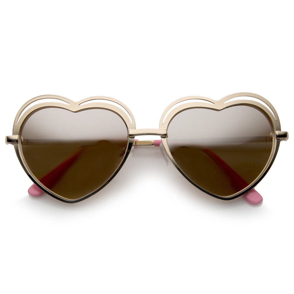 Women's Indie Heart Shape Laser Cut Sunglasses A299