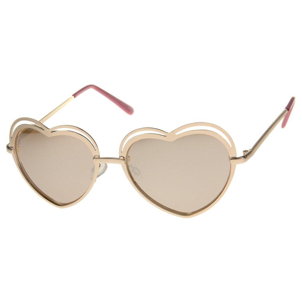 Women's Indie Heart Shape Laser Cut Sunglasses A299