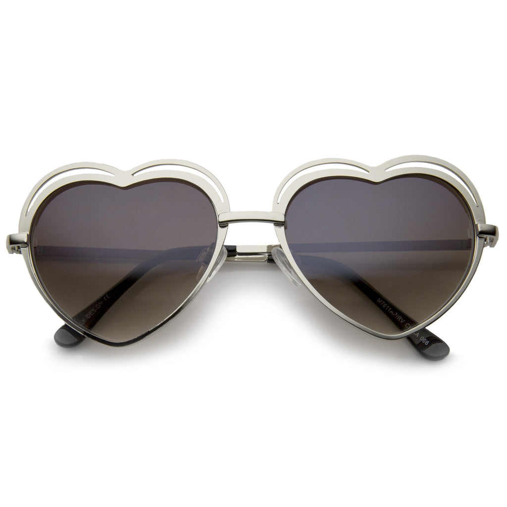Women's Indie Heart Shape Laser Cut Sunglasses A299