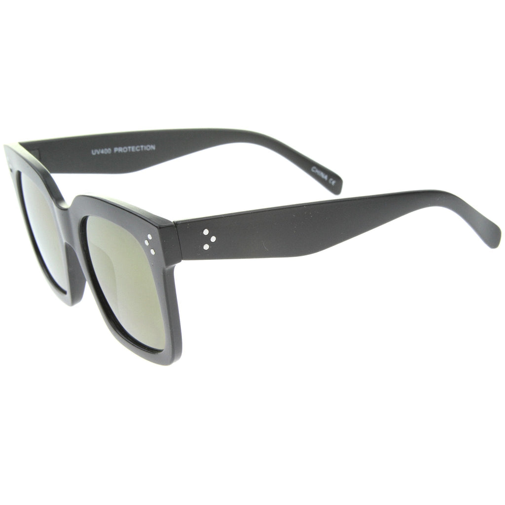 Bold Oversize Flat Mirror Lens Square Frame Horn Rimmed Sunglasses 50mm - A100
