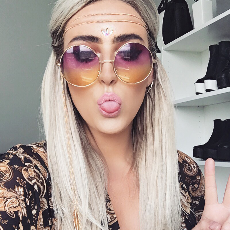 Retro Hippie Oversize Round Color Gradient Lens Sunglasses 9578