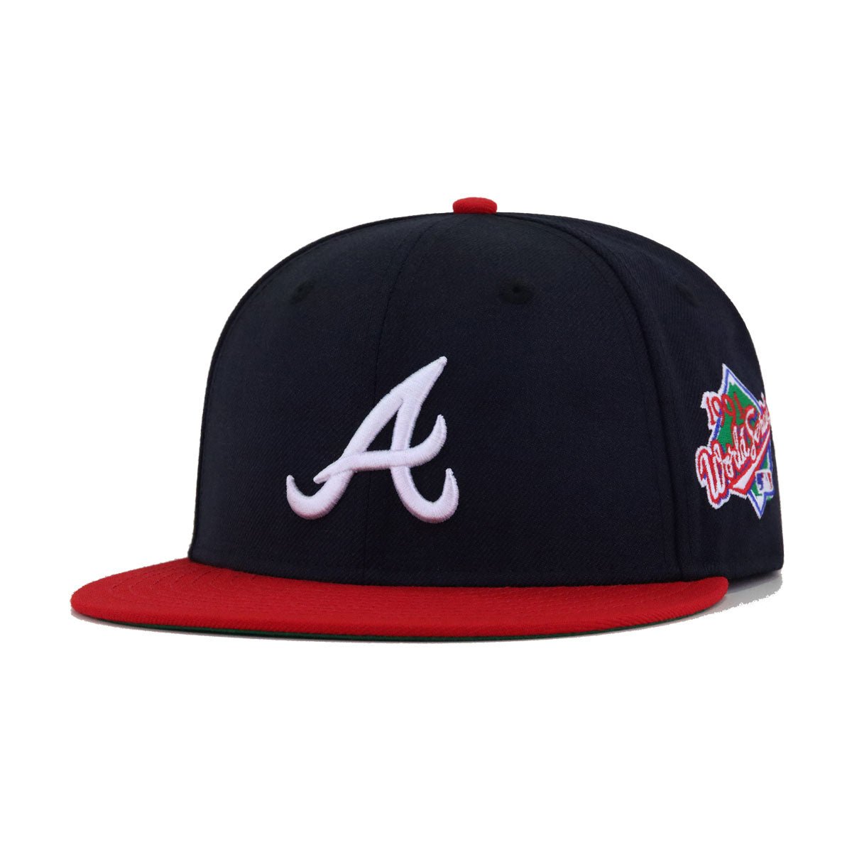 Atlanta Braves Navy Scarlet 1991 World Series Cooperstown Green Bottom New Era 59Fifty Fitted
