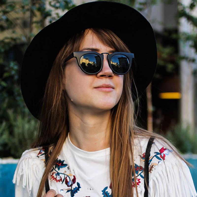 Retro Modern Fashion Flat Top Round Lens Sunglasses 9490