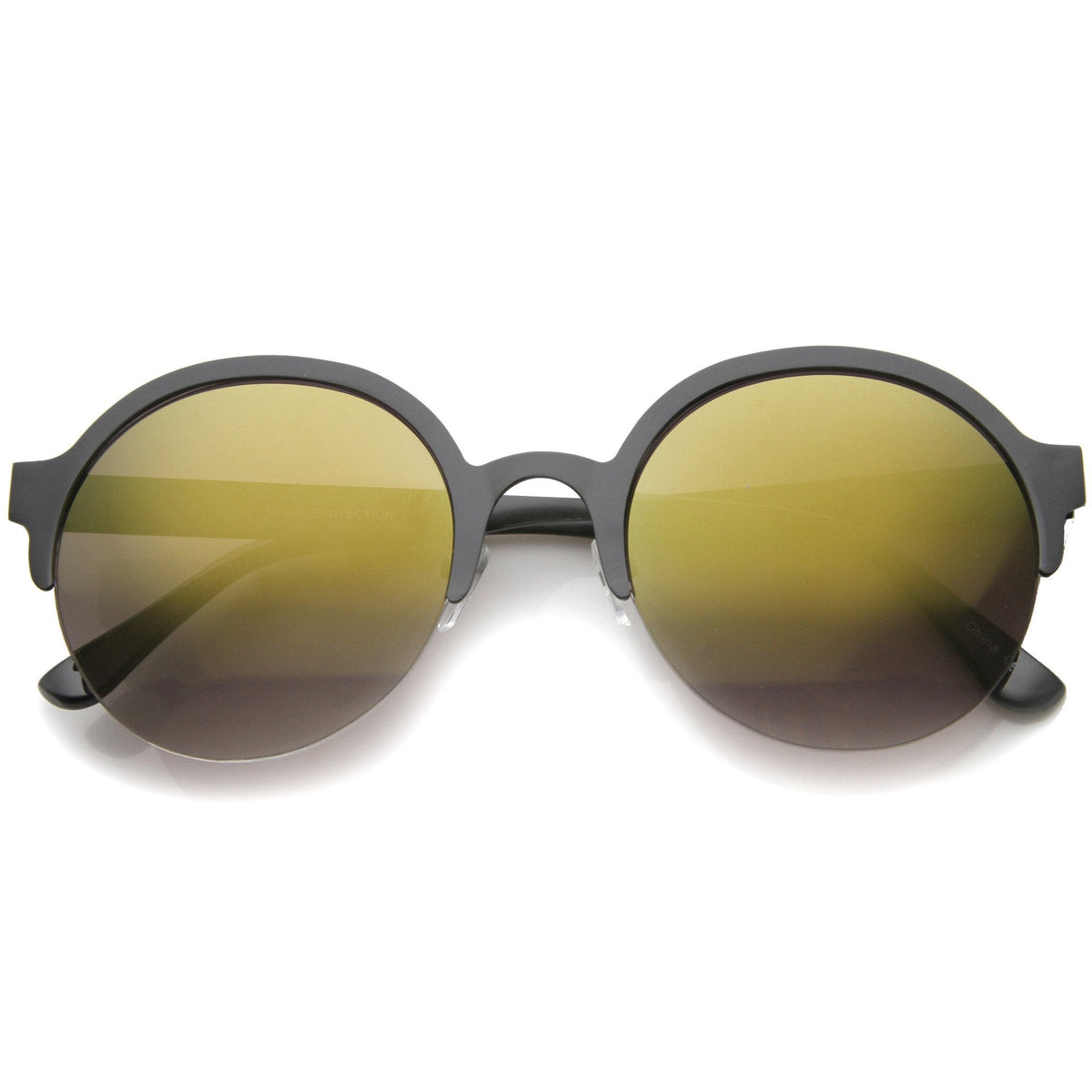 Modern Round Half Frame Mirrored Lens Sunglasses A221