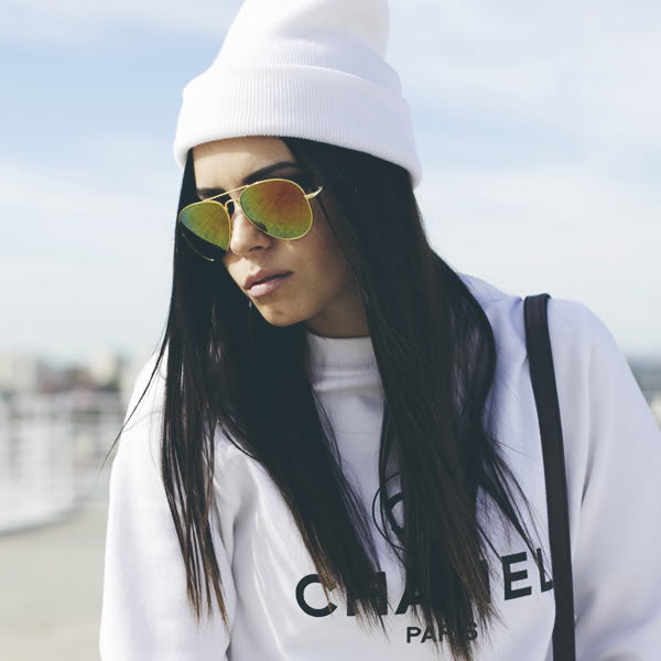 Gold Metal Frame With Flash Mirrored Lens Sunglasses