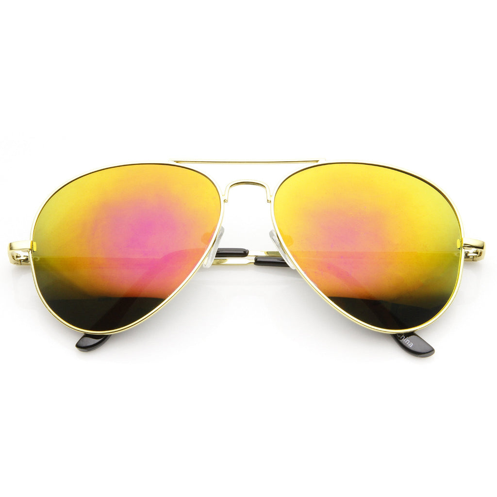 Gold Metal Frame With Flash Mirrored Lens Sunglasses