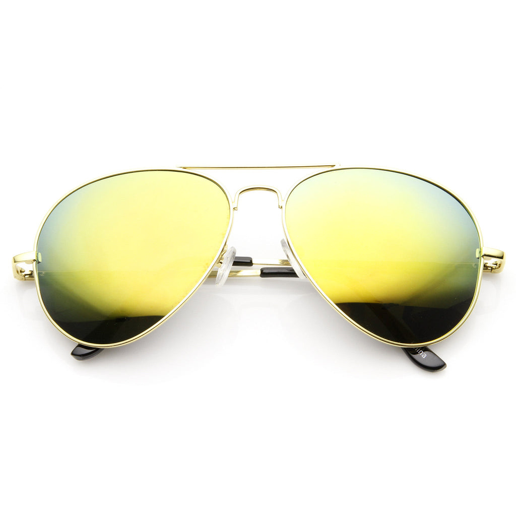 Gold Metal Frame With Flash Mirrored Lens Sunglasses