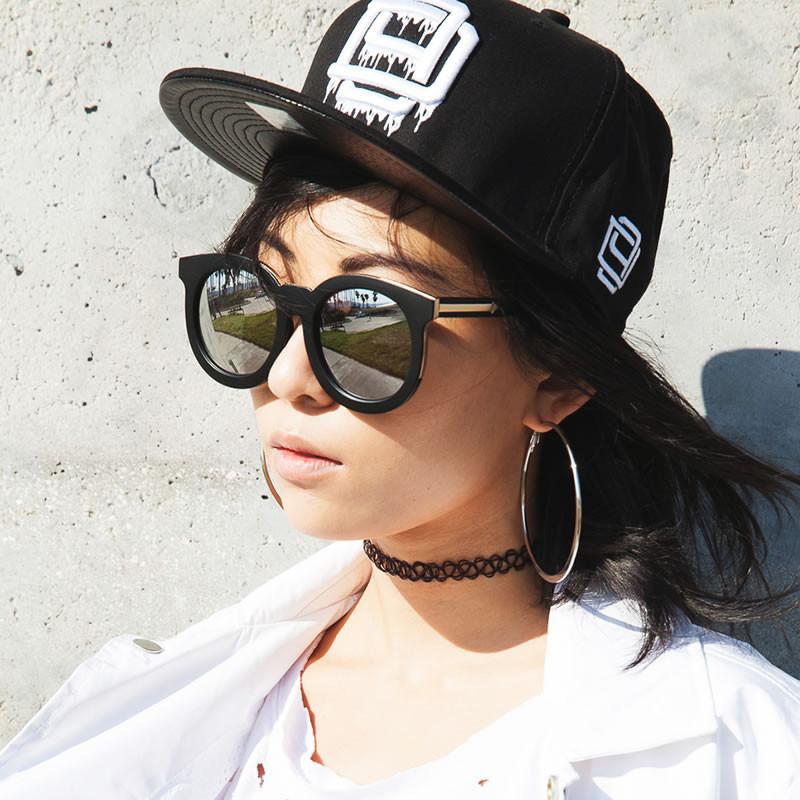 Women's Oversize Round Flat Lens Mirror Lens Sunglasses A137