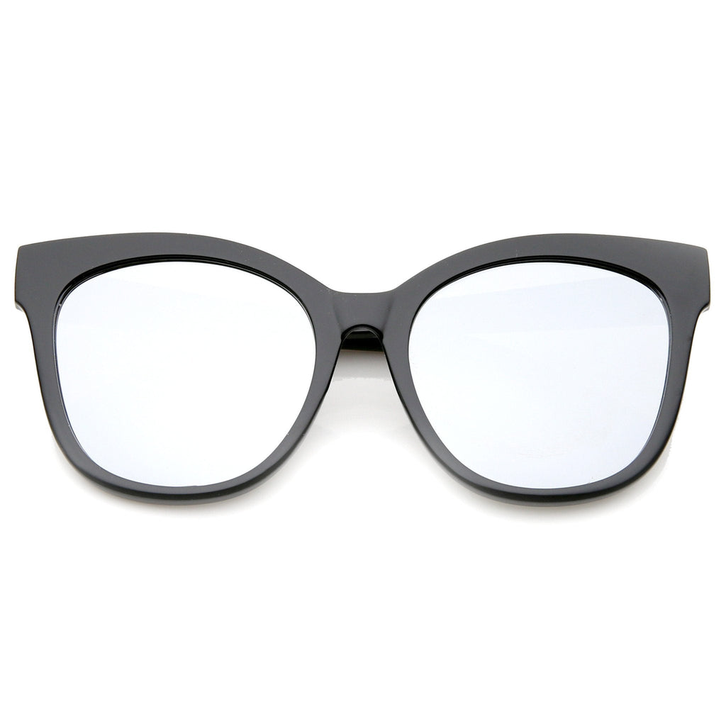 Oversize Women's Mirrored Flat Lens Cat Eye Sunglasses A337