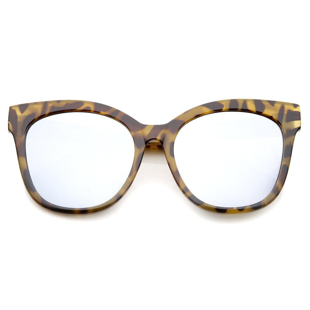 Oversize Women's Mirrored Flat Lens Cat Eye Sunglasses A337