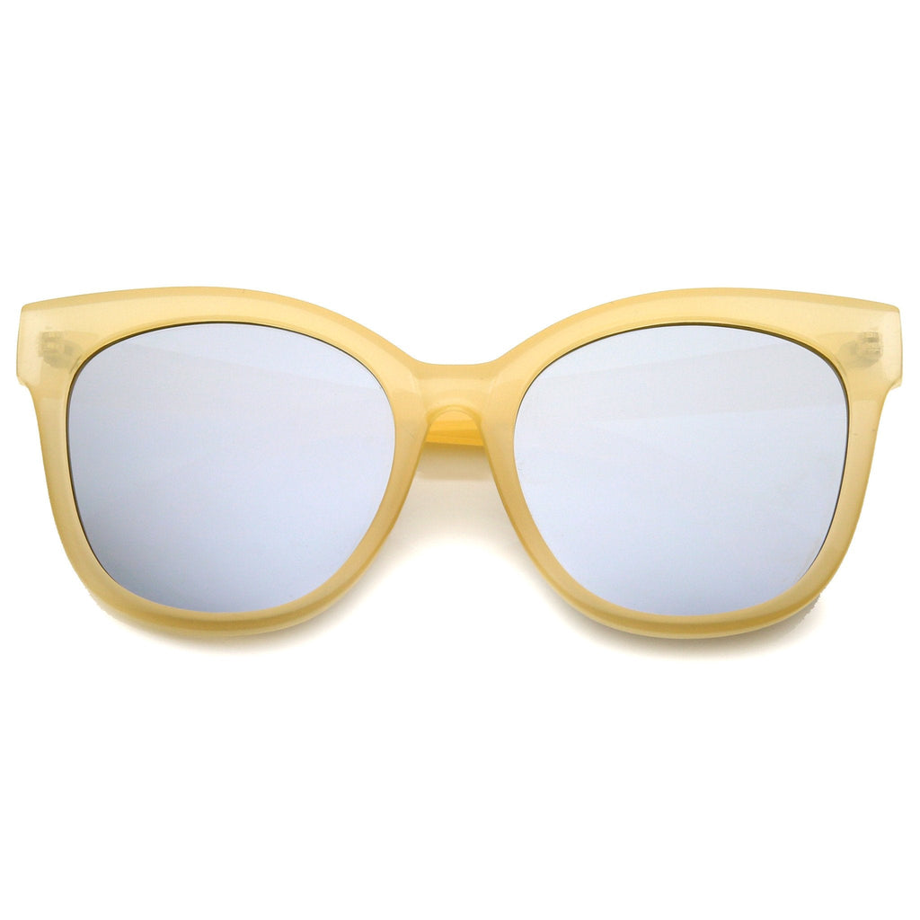 Oversize Women's Mirrored Flat Lens Cat Eye Sunglasses A337