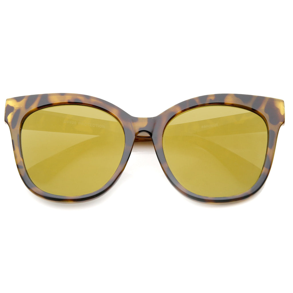 Oversize Women's Mirrored Flat Lens Cat Eye Sunglasses A337