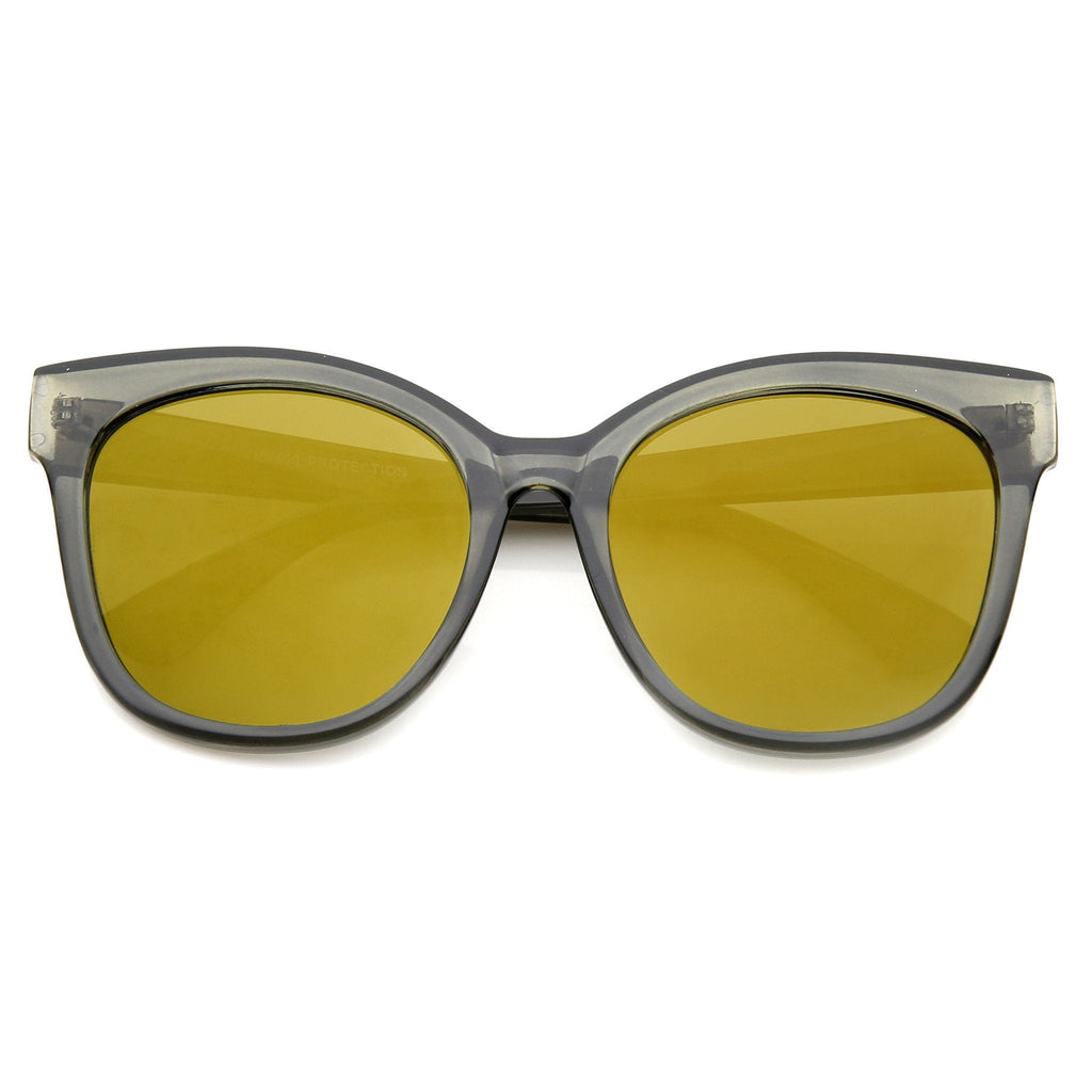 Oversize Women's Mirrored Flat Lens Cat Eye Sunglasses A337
