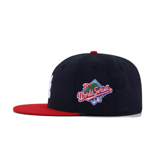 Atlanta Braves Navy Scarlet 1991 World Series Cooperstown Green Bottom New Era 59Fifty Fitted