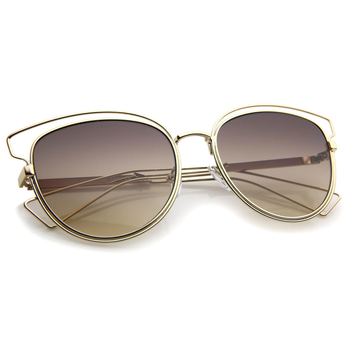 Women's Metal Wire Frame Flat Lens Sunglasses A345
