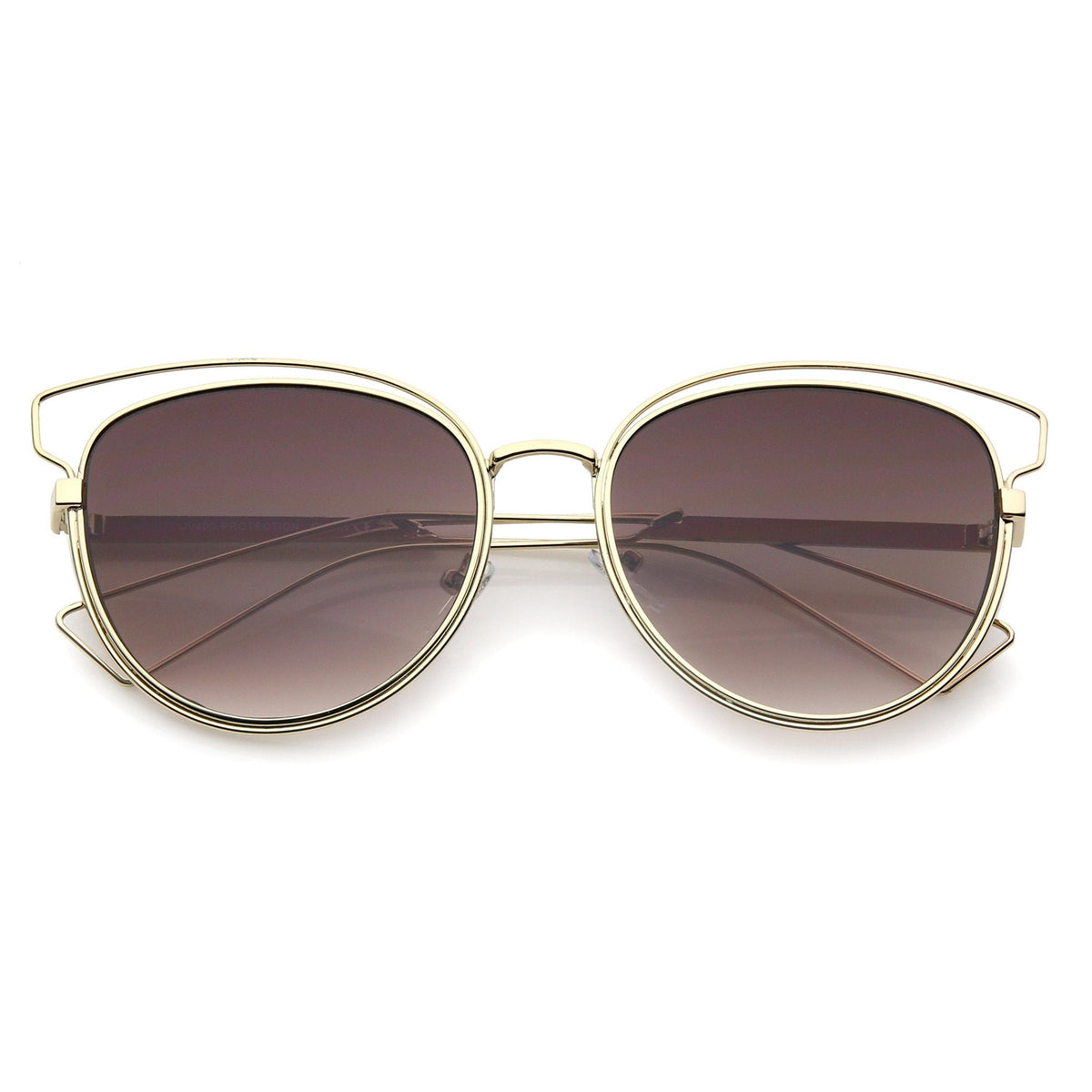 Women's Metal Wire Frame Flat Lens Sunglasses A345