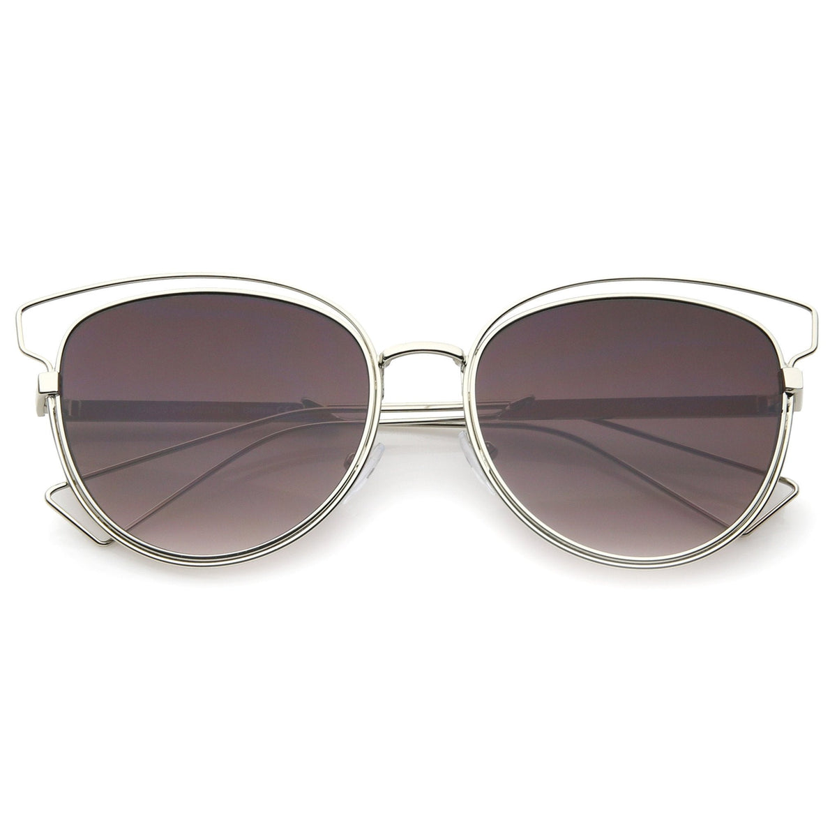 Women's Metal Wire Frame Flat Lens Sunglasses A345