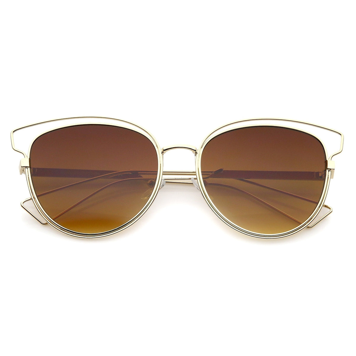 Women's Metal Wire Frame Flat Lens Sunglasses A345
