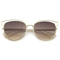 Women's Metal Wire Frame Flat Lens Sunglasses A345
