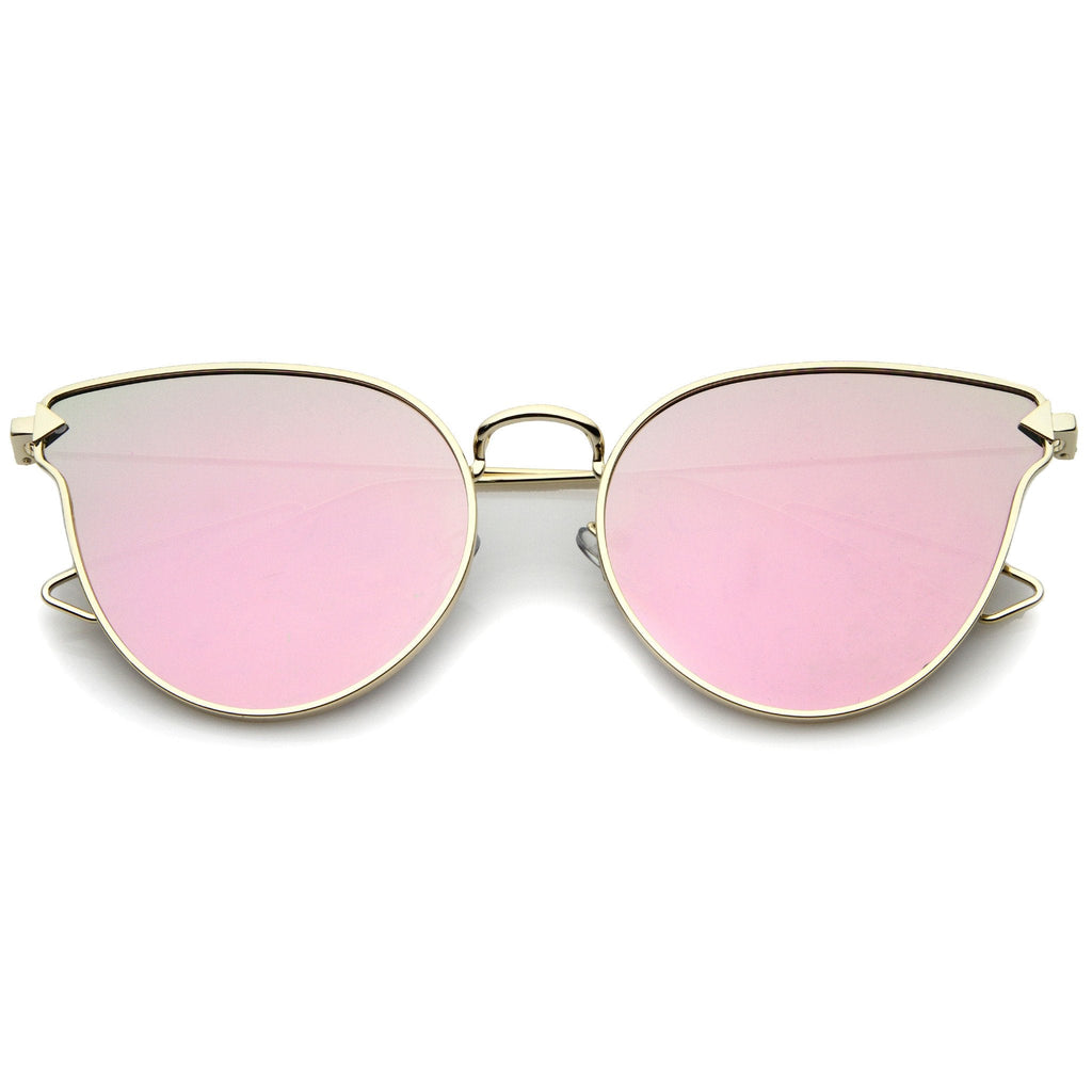 Women's Flat Lens Arrow Temple Cat Eye Sunglasses A804