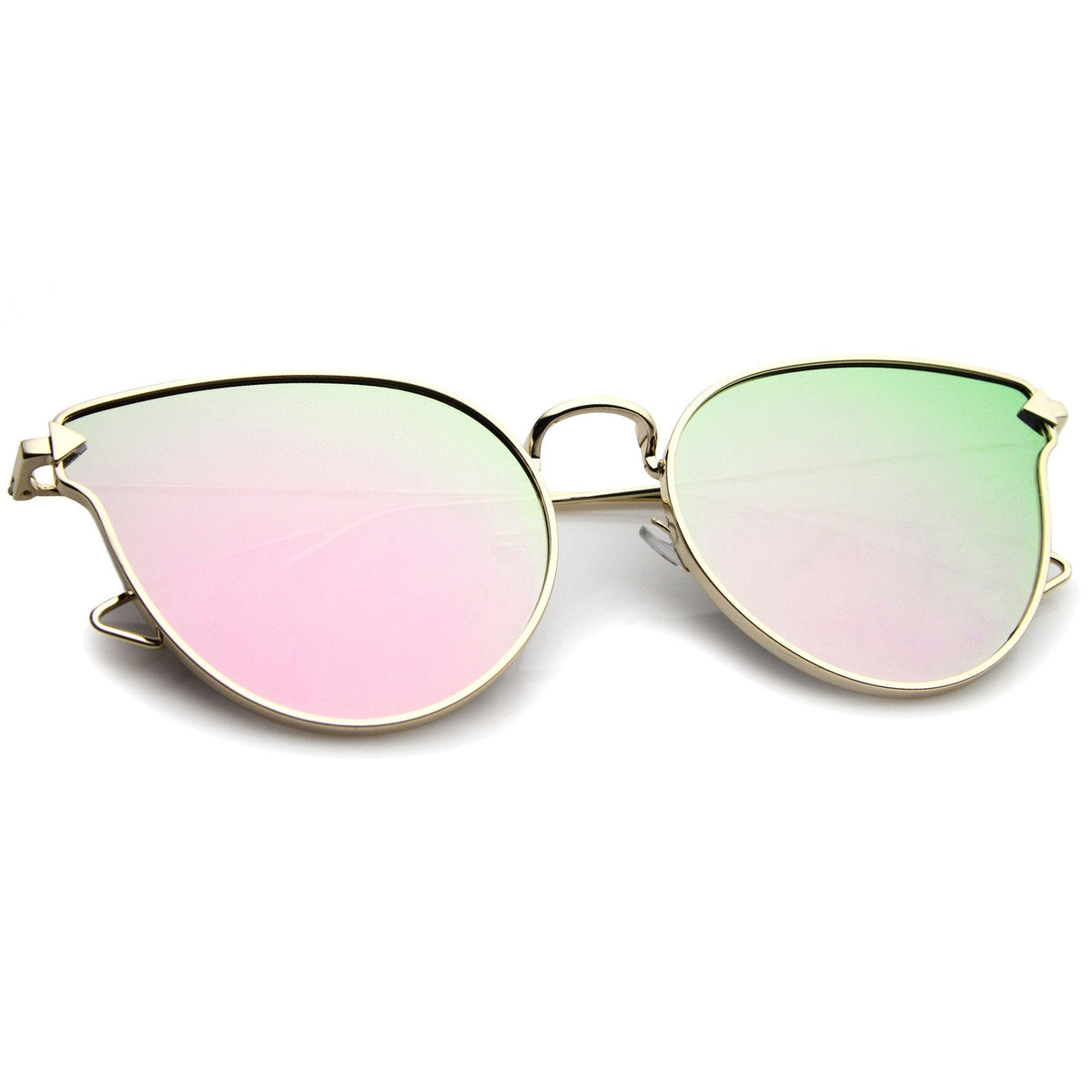 Women's Flat Lens Arrow Temple Cat Eye Sunglasses A804
