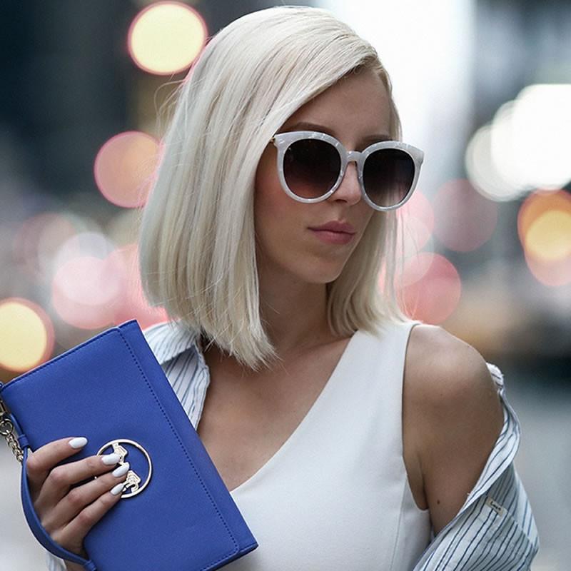 Women's Oversize Round Marble Cat Eye Sunglasses A241