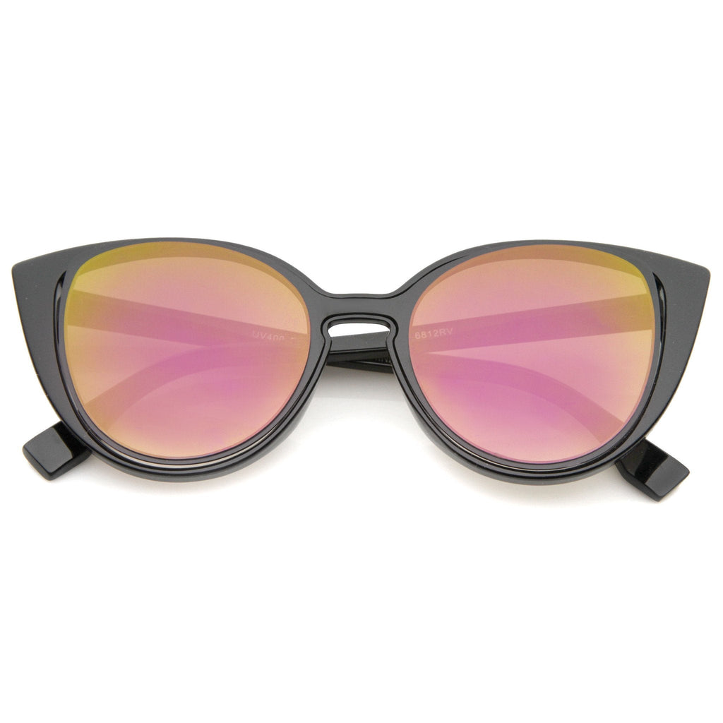 Unique Women's Laser Cut Insert Cay Eye Sunglasses A488